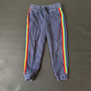 Primary Rainbow Trim Navy Jogger Pants, Size 4
